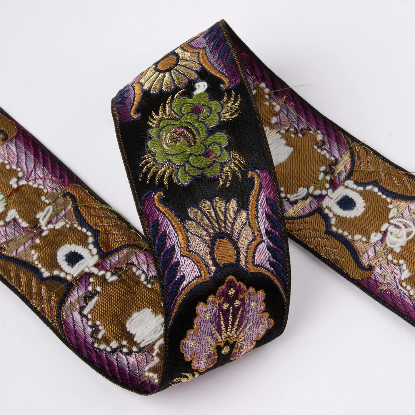 Jacquard trim-100-årsbånd 53mm-black/purple