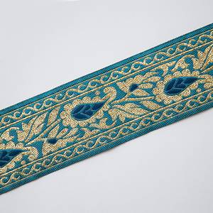 Ribbon 40mm-gold/turq 18-9272.13