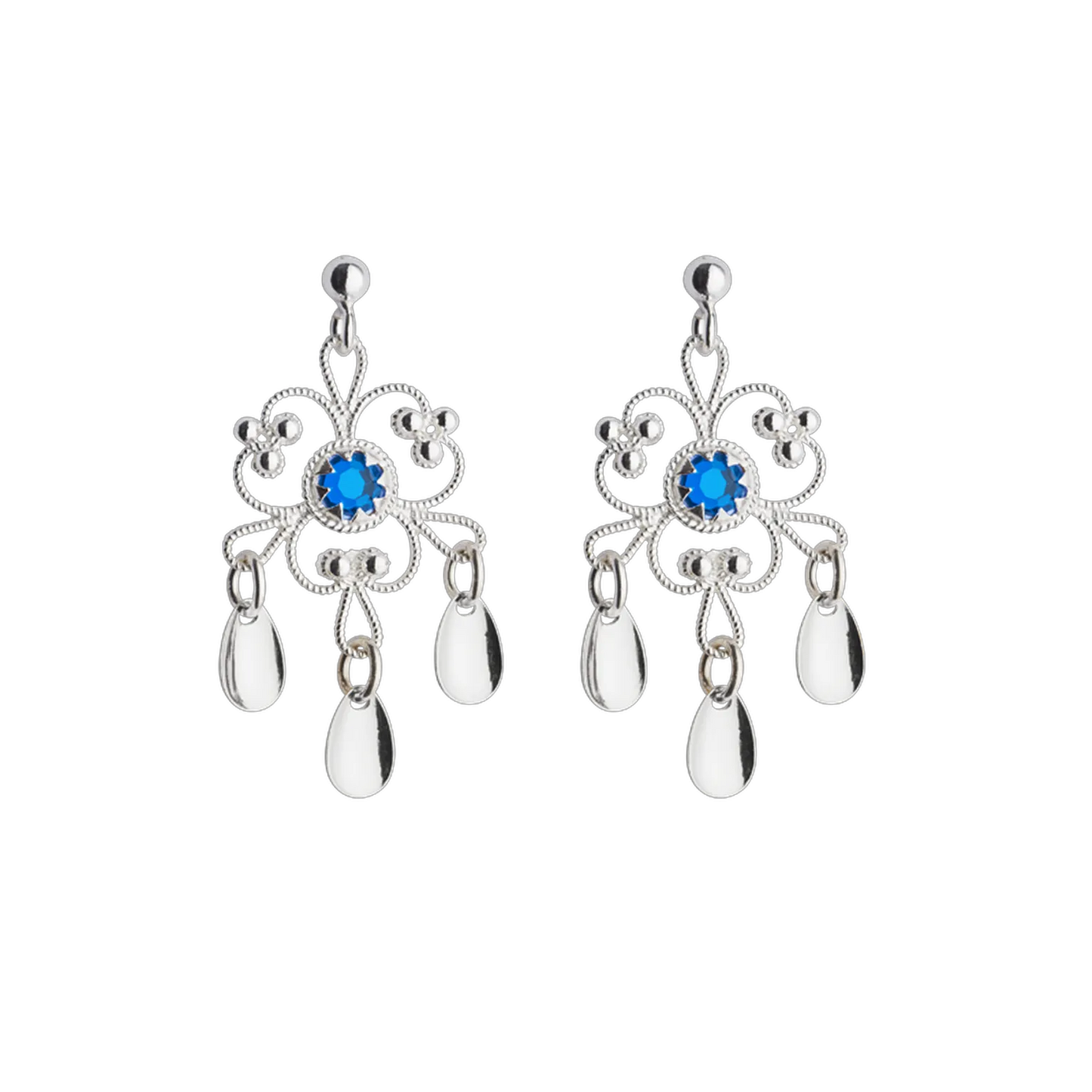 Earrings-251429-#17 with blue stones-silver