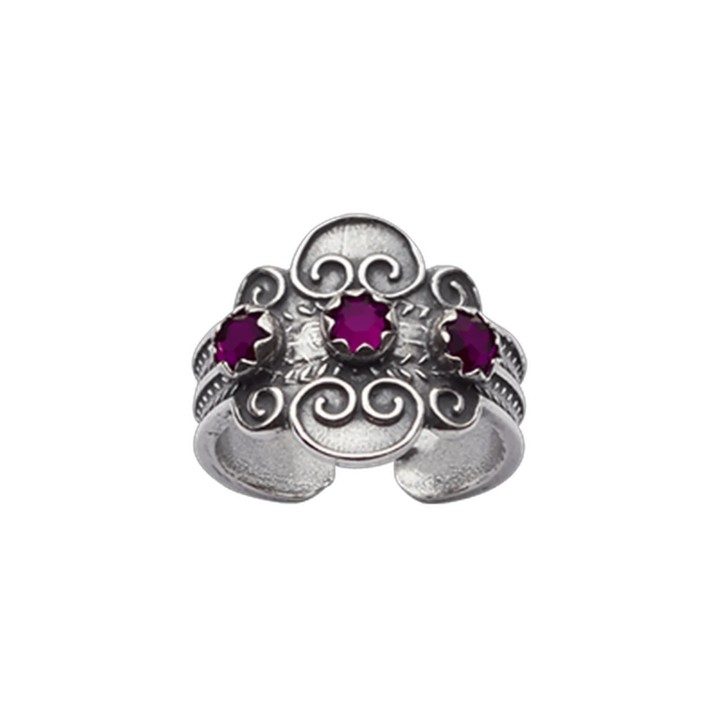Ring-317130-#05-with purple stones-oxidized silver