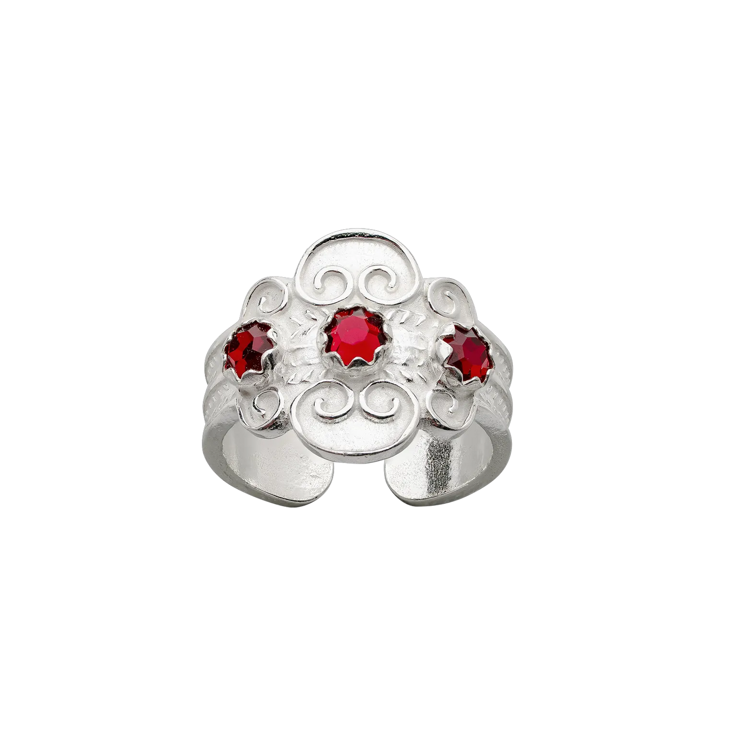 Ring-317407-#05-with red stones-silver