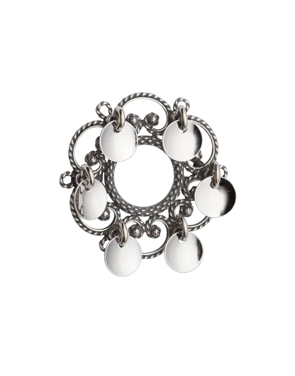 Brooch Rose #01-oxidized silver