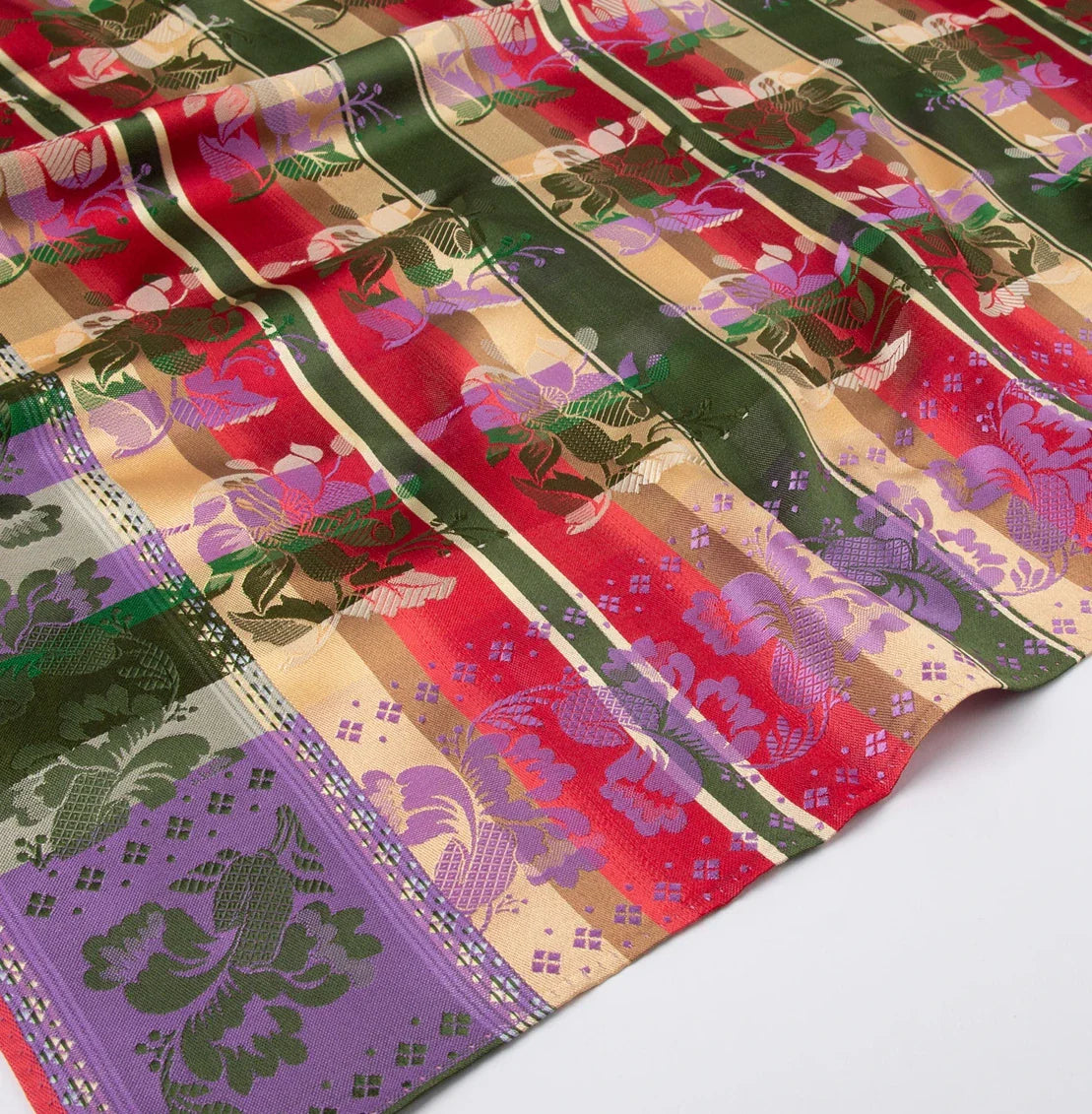 Silk scarf-Gabriella *056* 70cm x 70cm -red/purple/green