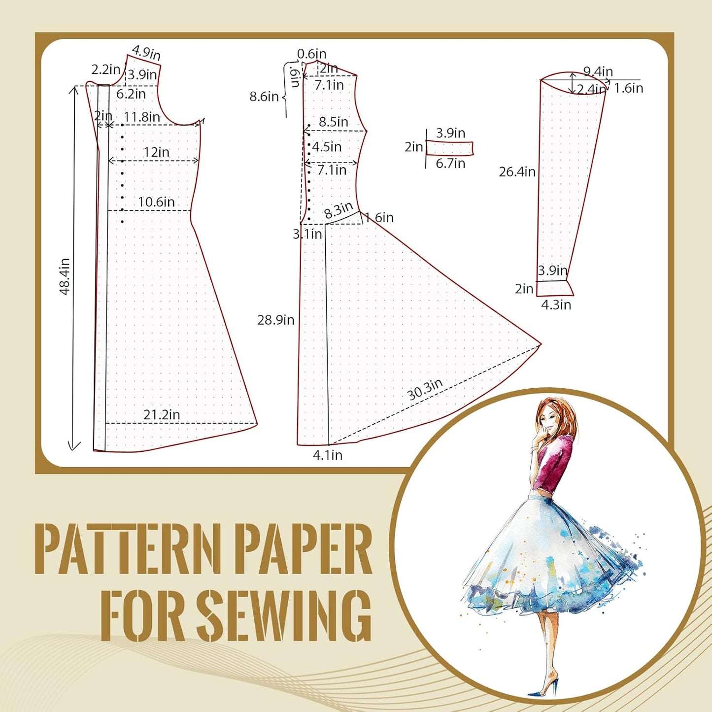 Pattern paper 1 m wide-1 meter-dotted white