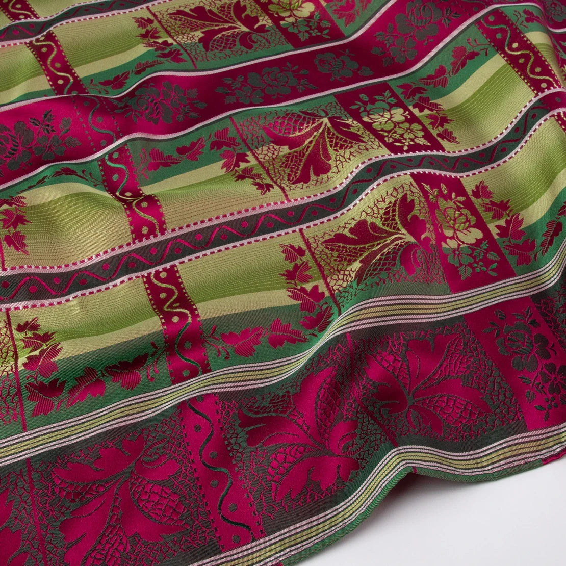 Silk scarf-Lise *200* 75cm x 75cm-fuchsia/green/yellow