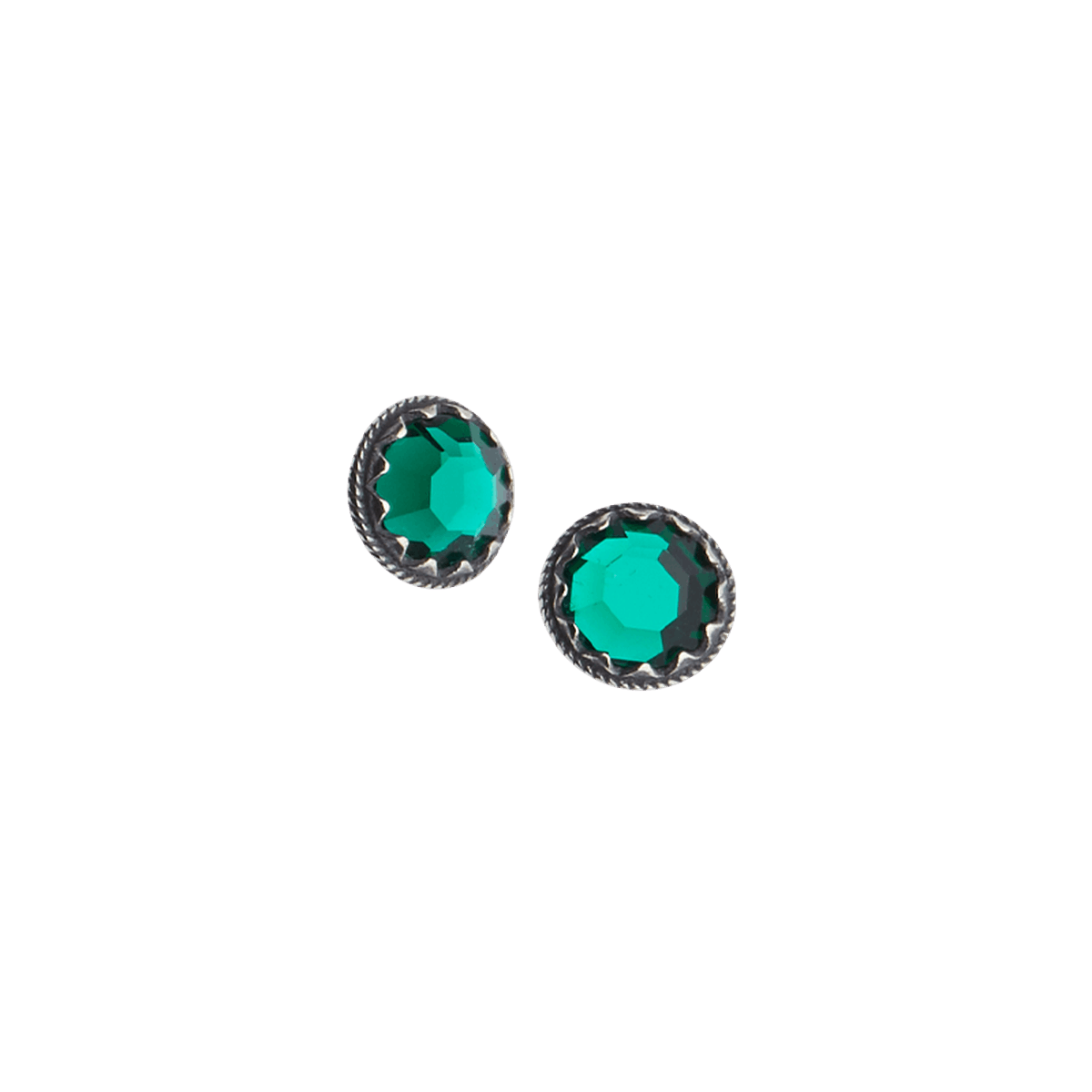 Earrings-green stones-oxidized silver