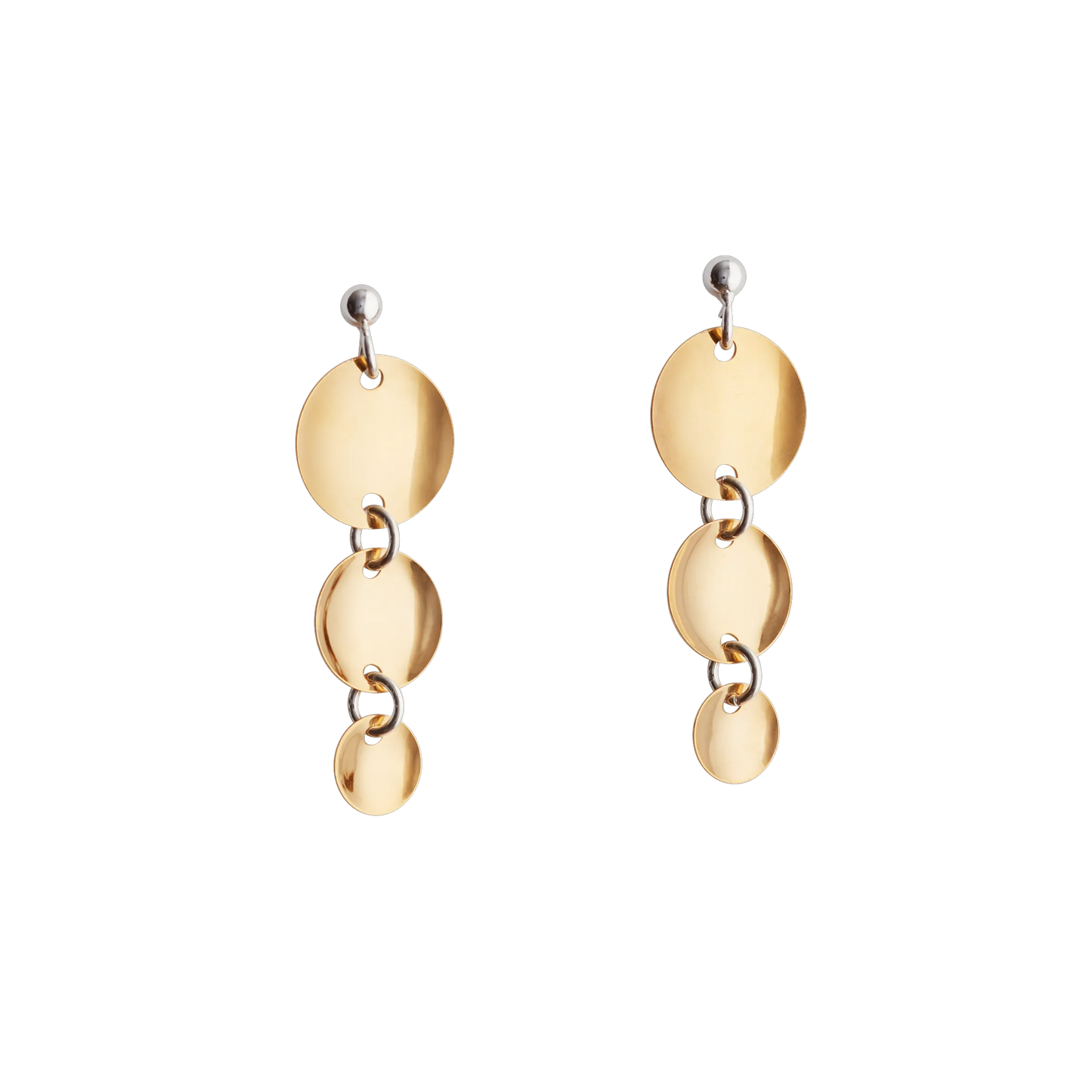 Earrings 747511-with 3 circles-silver/gilded silver