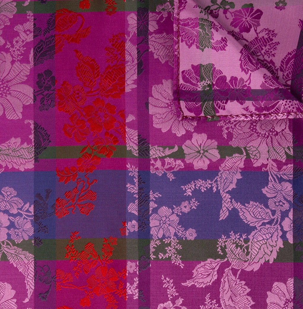 Silk scarf-Herborg *011* 70cm x 70cm -fuchsia/red/blue