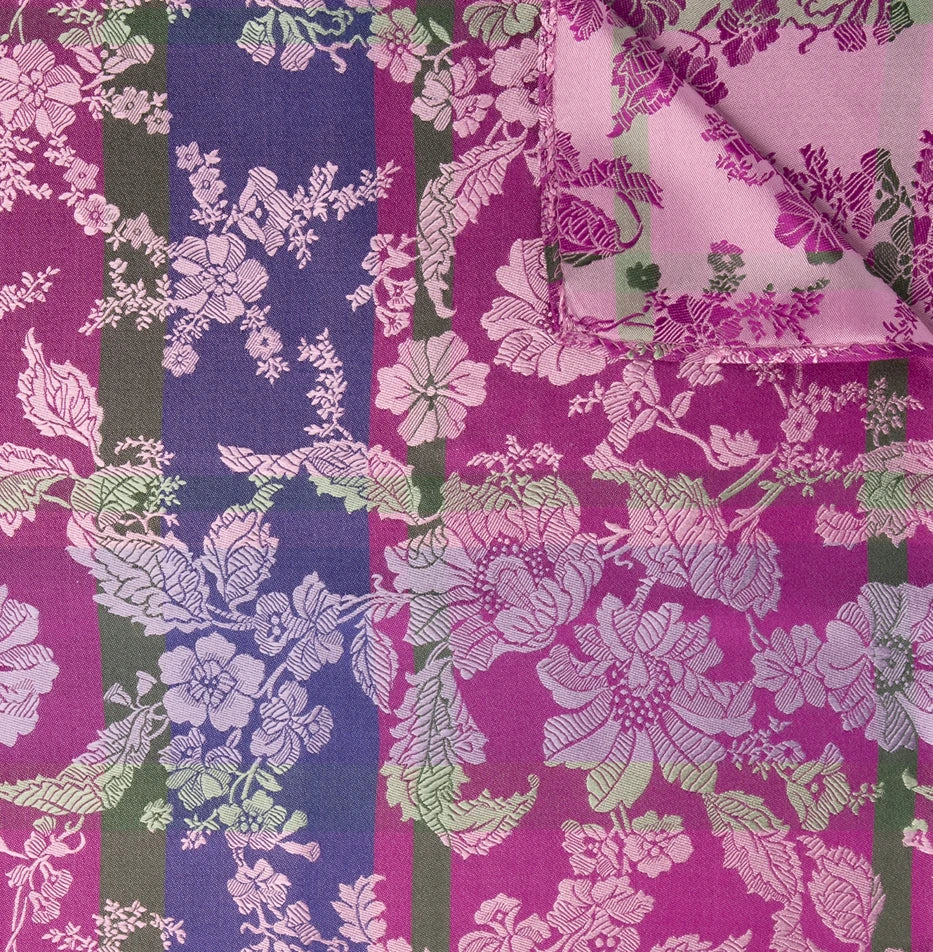 Herborg *012* silk scarf 70cm x 70cm-pink/purple/green