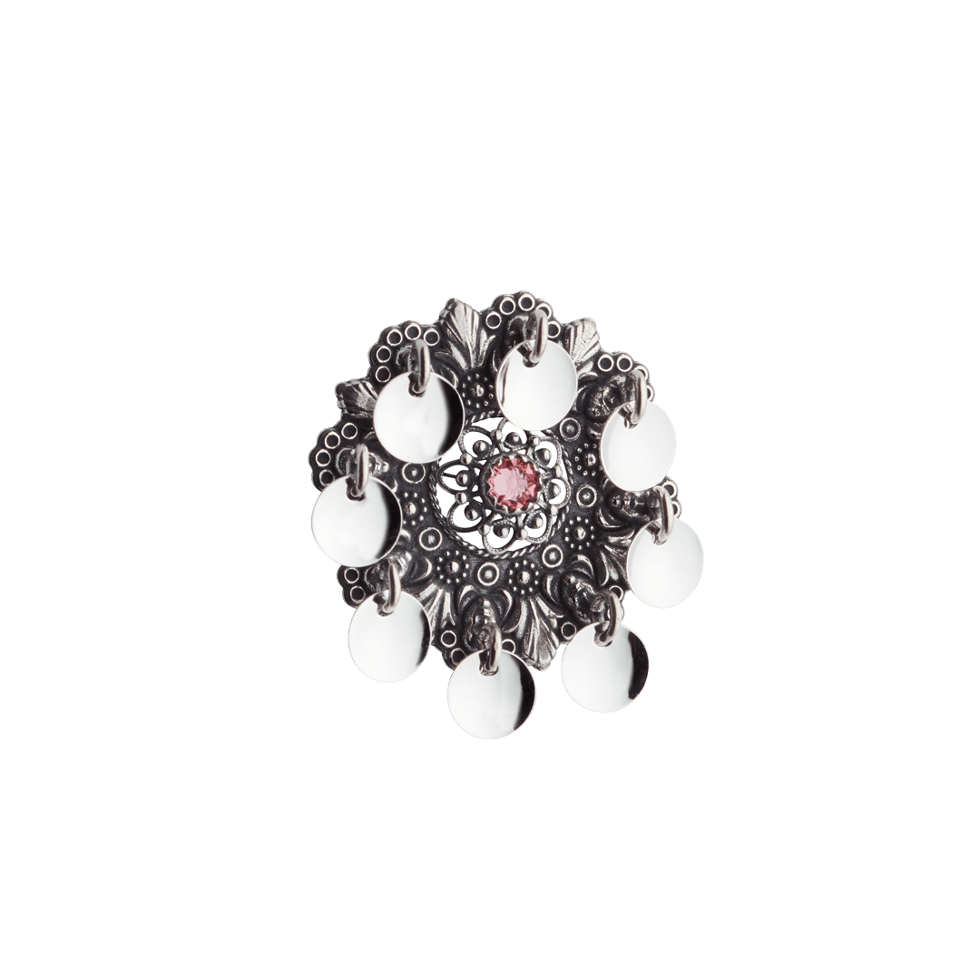 Brooch 904100 #02 Face sølje with stone-oxidized silver