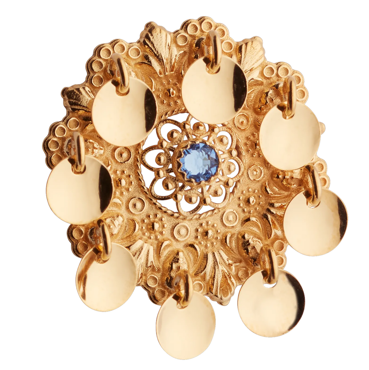 Brooch 904600-with blue stone-gilded silver