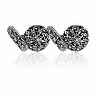 Cufflinks-#72-with base-oxidized silver