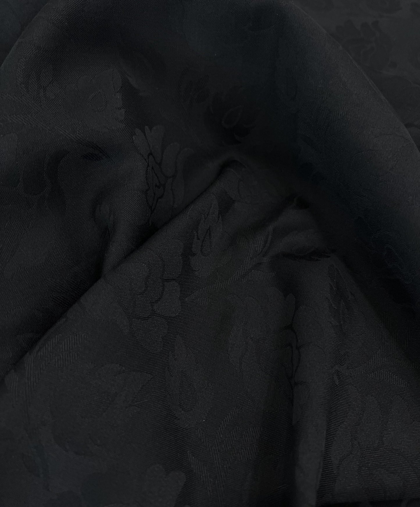 Wool fabric-Marguerite-wool/PE jacquard-150 cm wide-black REMNANT!