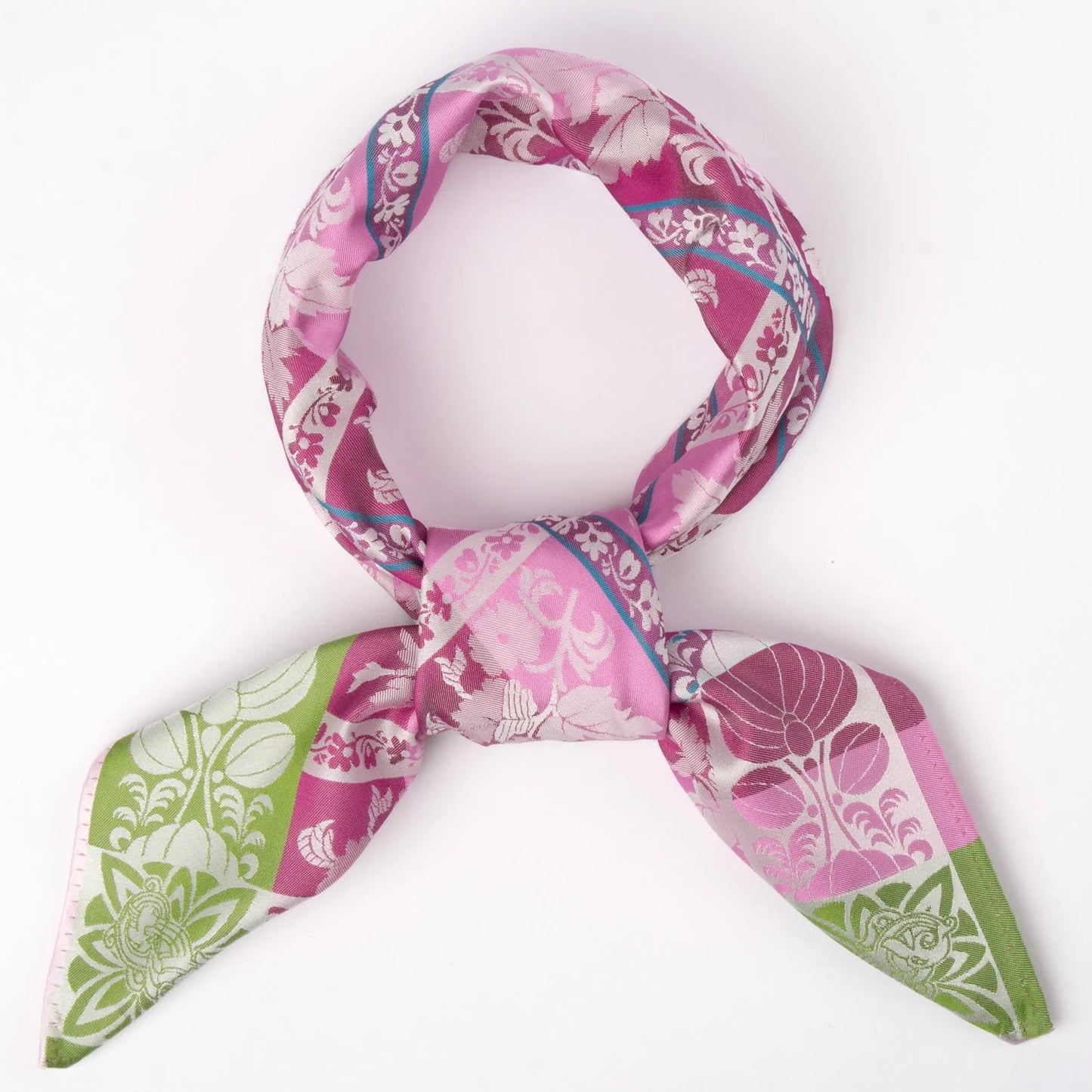 Mimmi silk scarf-020-70x70-pink/green