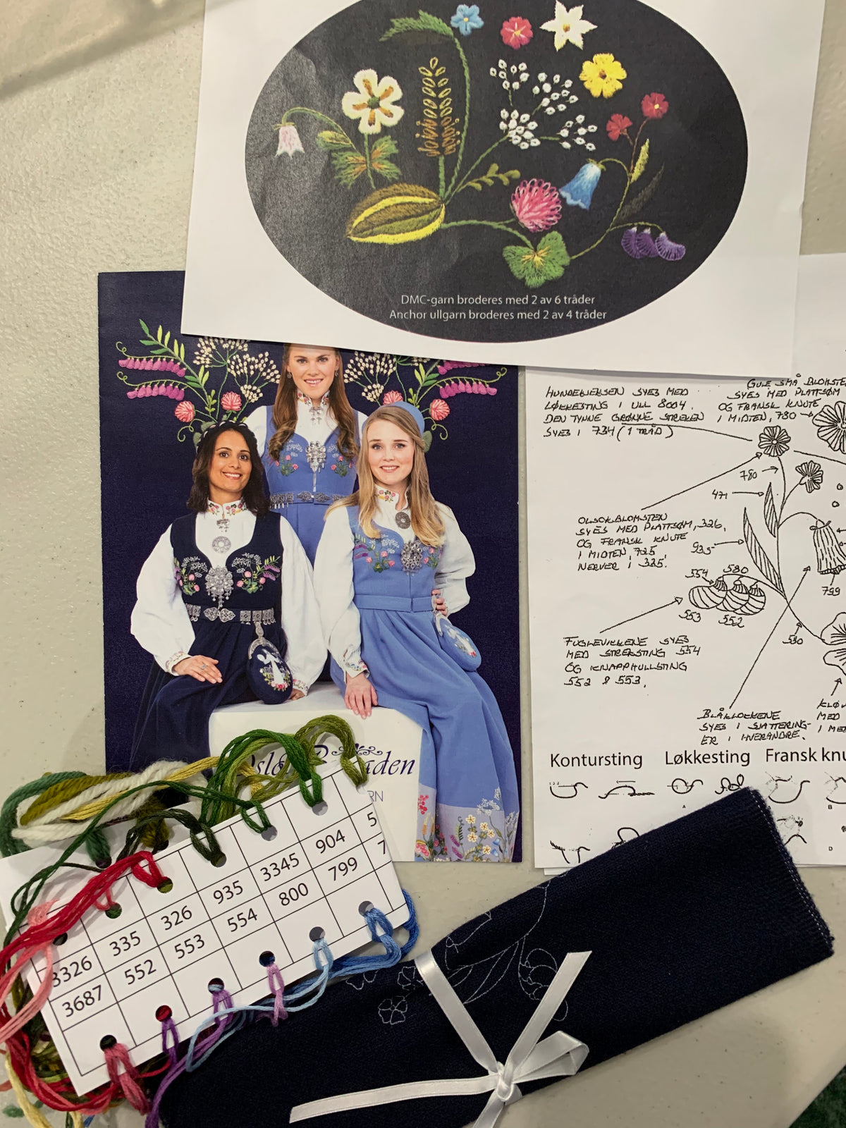 Bunad embroidery practice kit-Oslo Bunad-navy