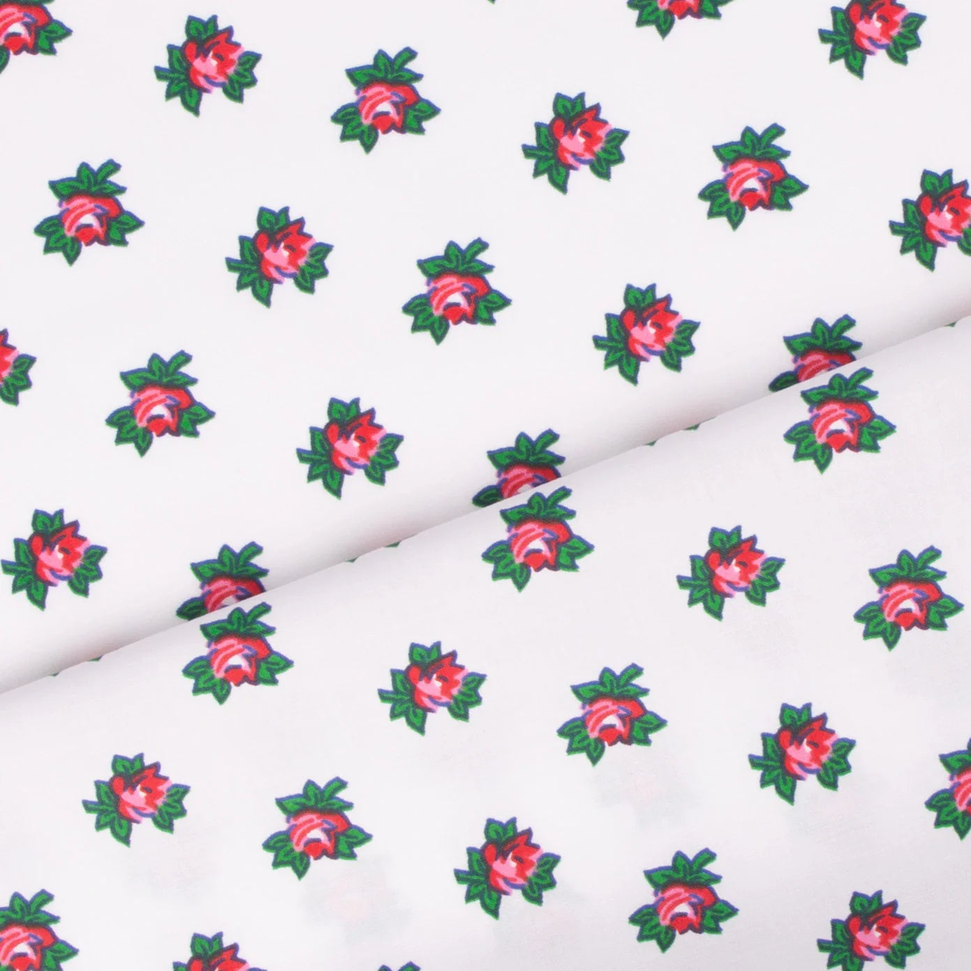 Rose shirt 100% cotton 150cm-white with roses