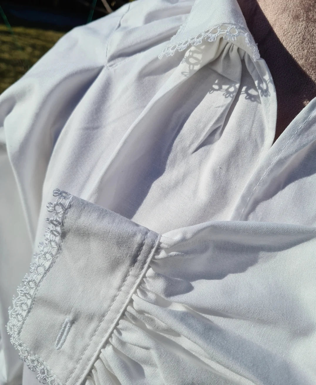 Women's Bunad shirt-Kari with tatting-100% cotton-white