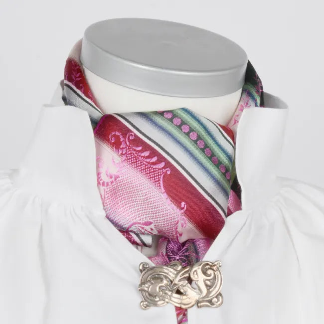 Theresia silk scarf-122-80x80-pink, green, red