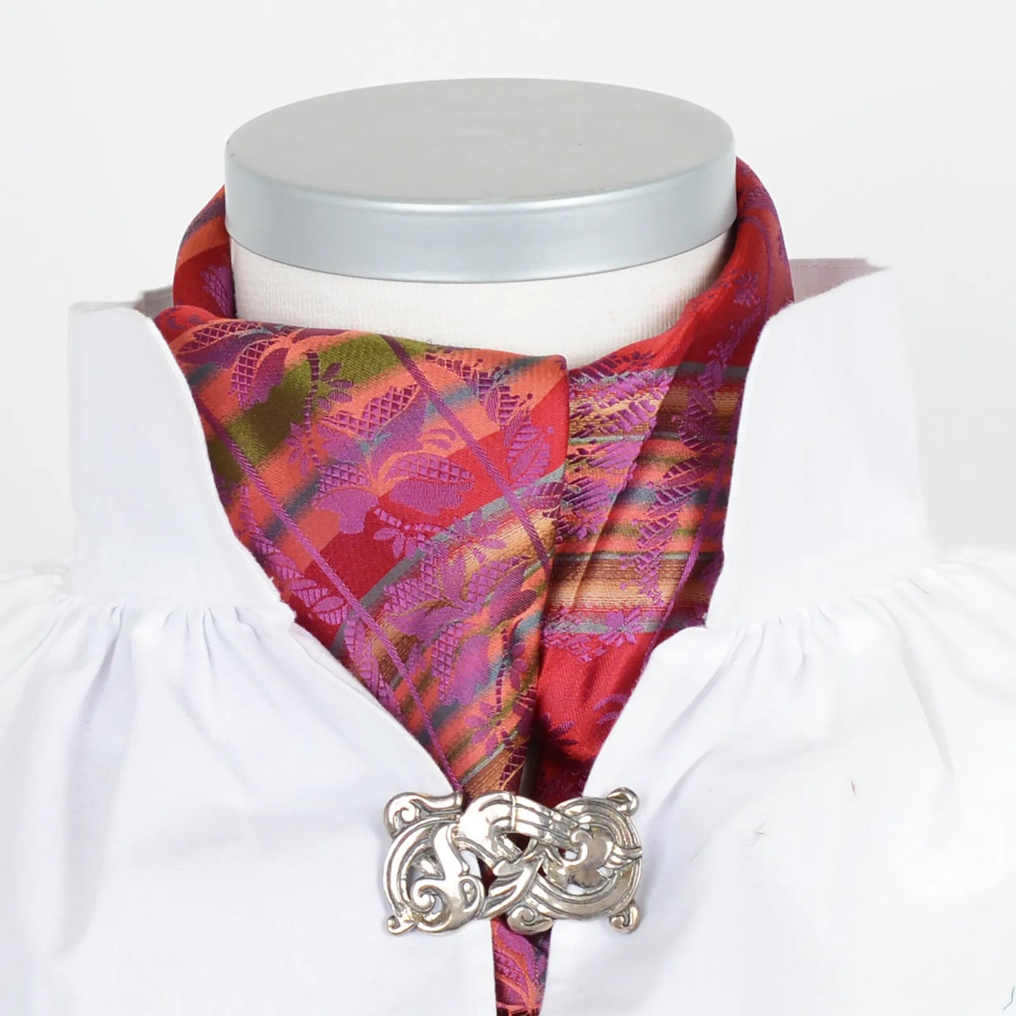 Silk scarf-Victoria *057* 75cm x 75cm-pink, red, green