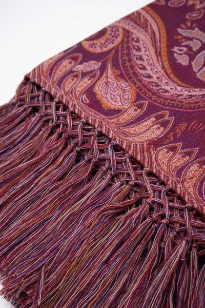 Wiener shawl *092* silk/wool 140cm x 140cm with long fringe-burgundy/pink