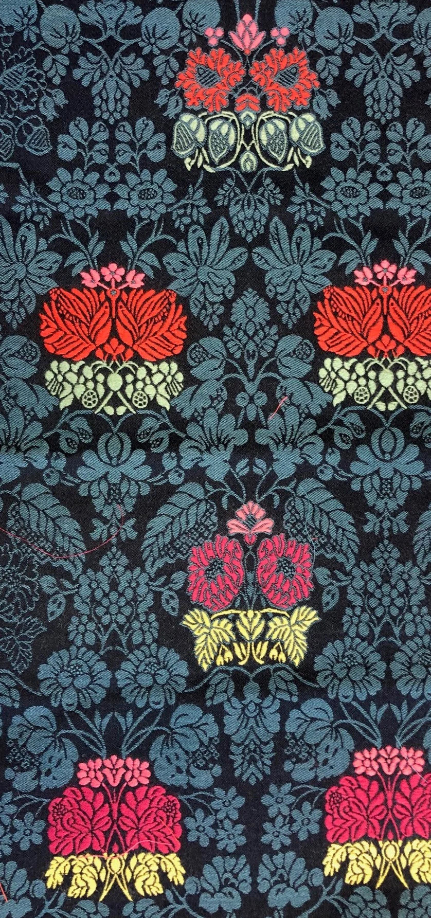 Wool fabric-4216-Kalemank 1700s Reproduction damask wool-blue 780