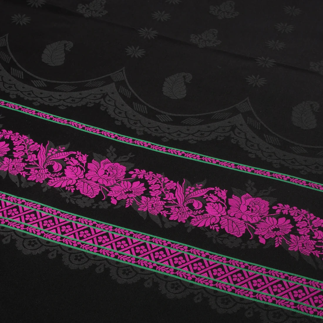 Apron piece-Edel-silk-fuchsia/green/black