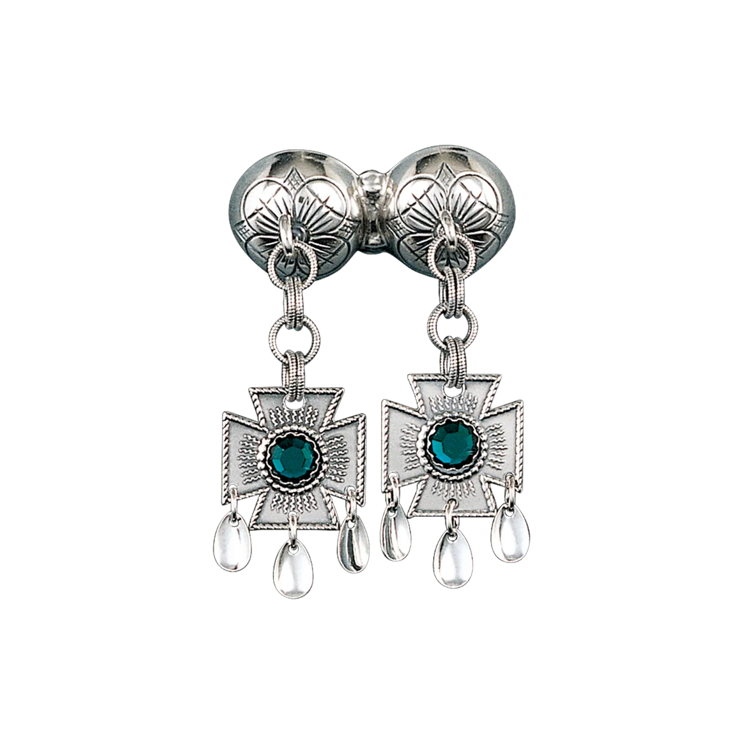Neck pin-124108-#26-with green stones-oxidized silver