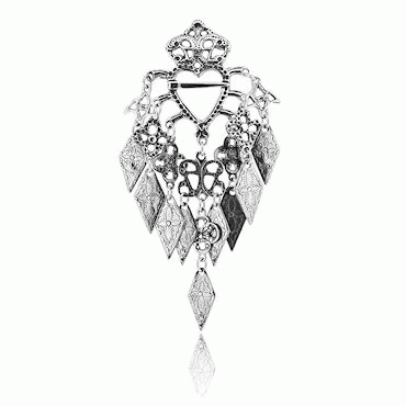 Brooch-Heart #10-Romerike-oxidized silver