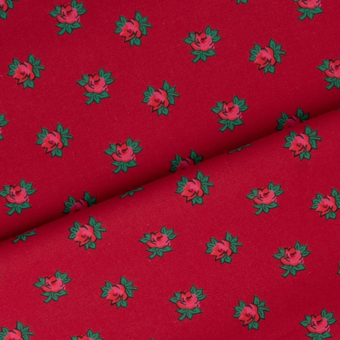 Rose shirt 100% cotton 150cm-red w/roses