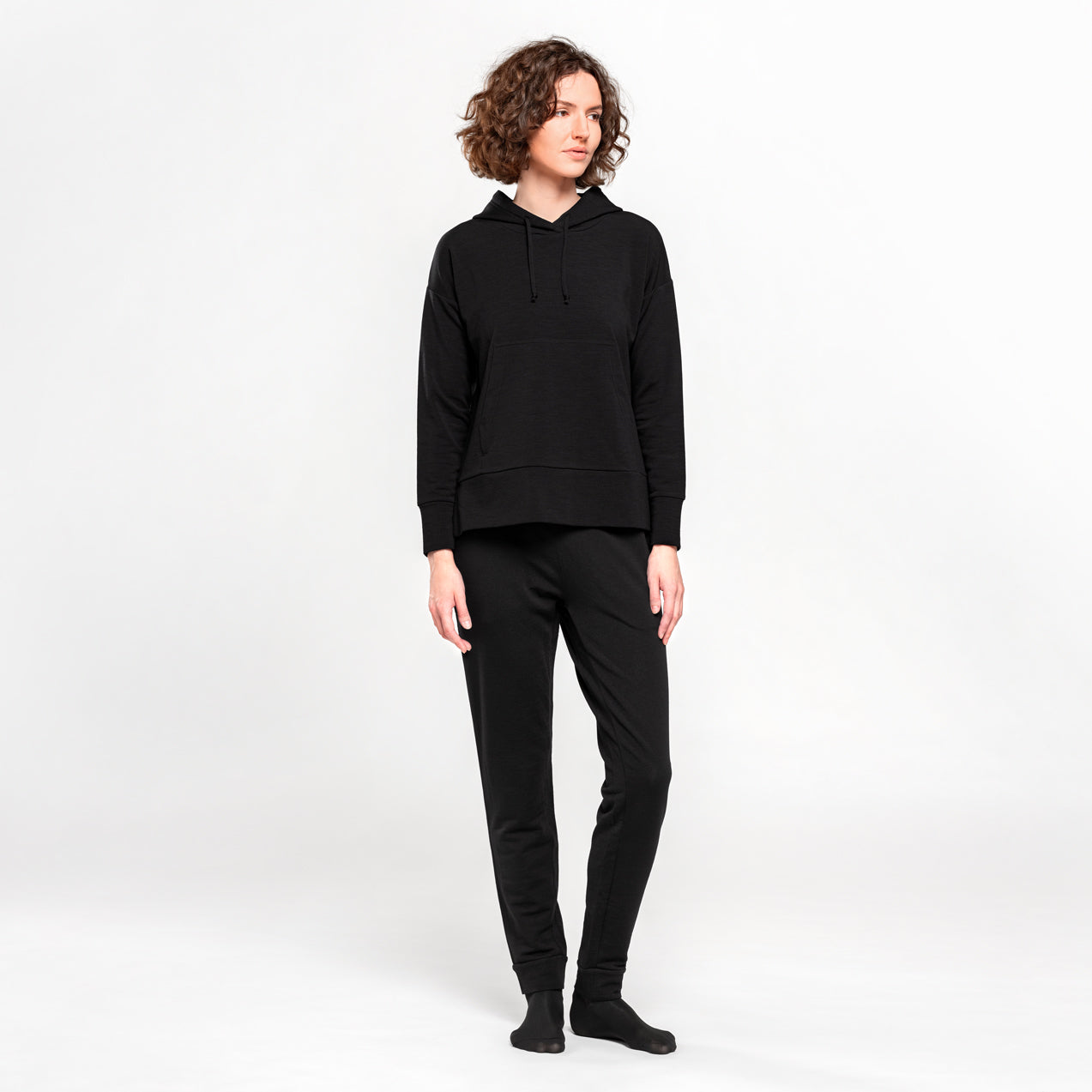 Women's joggers-Pegasus-merino wool-black-XL