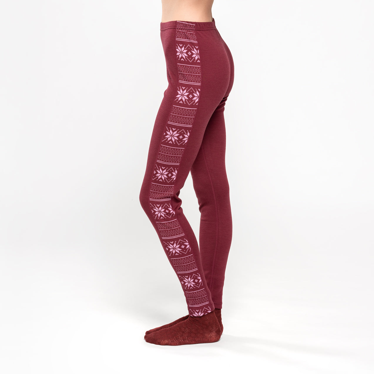 Women's leggings-Selma-merino wool-burgundy-XL