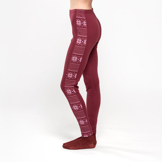 Women's leggings-Selma-merino wool-burgundy-XL