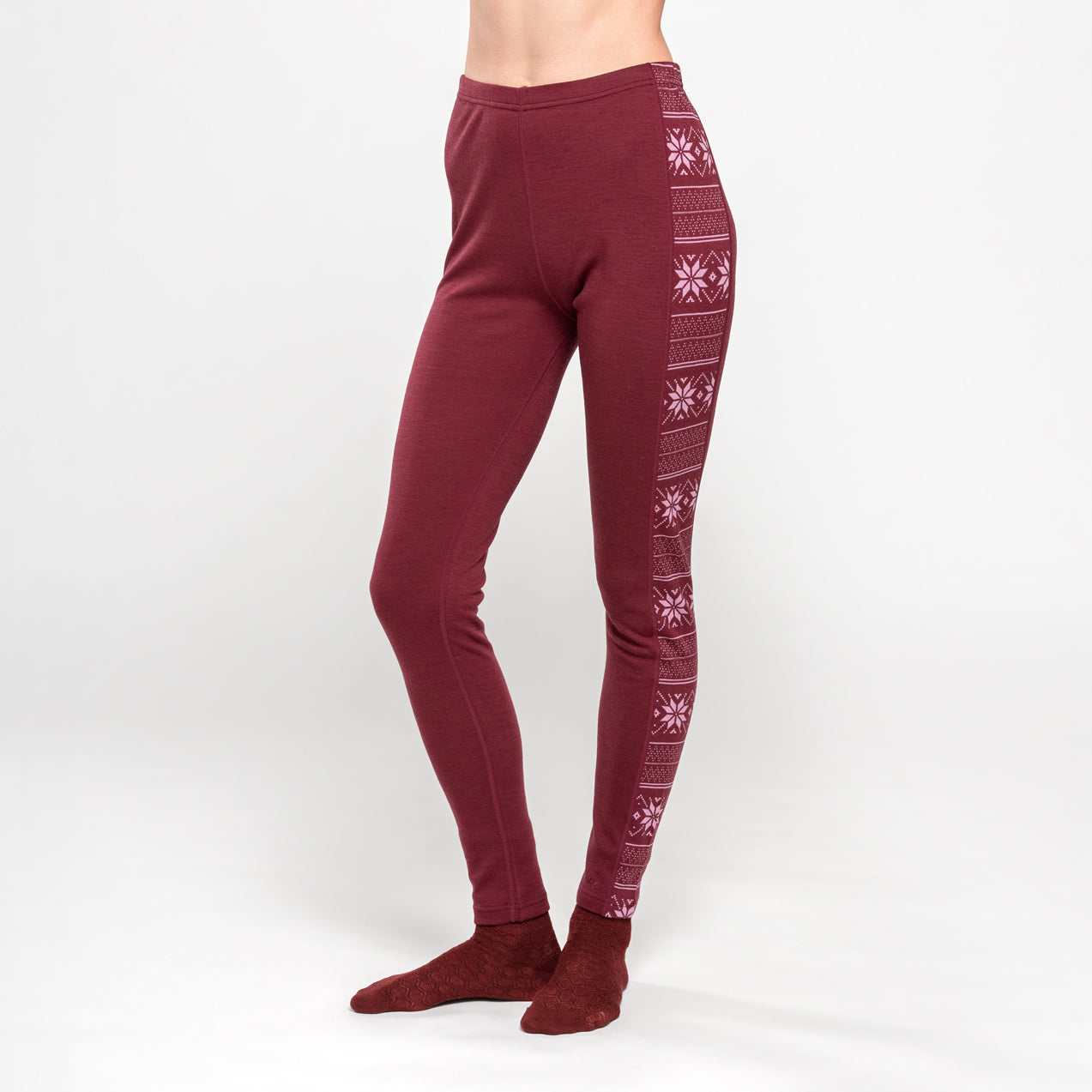 Women's leggings-Selma-merino wool-burgundy-XL