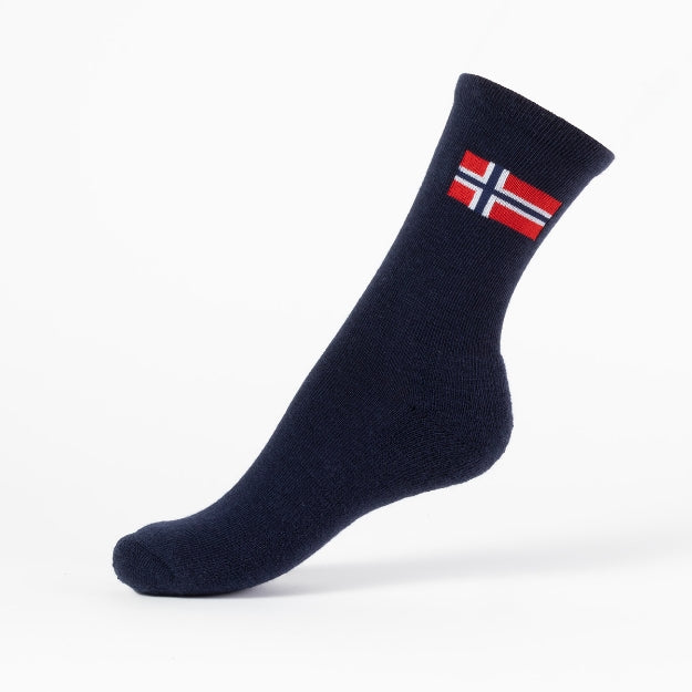 Women's socks-Gullfjell-wool-navy with Norway flag