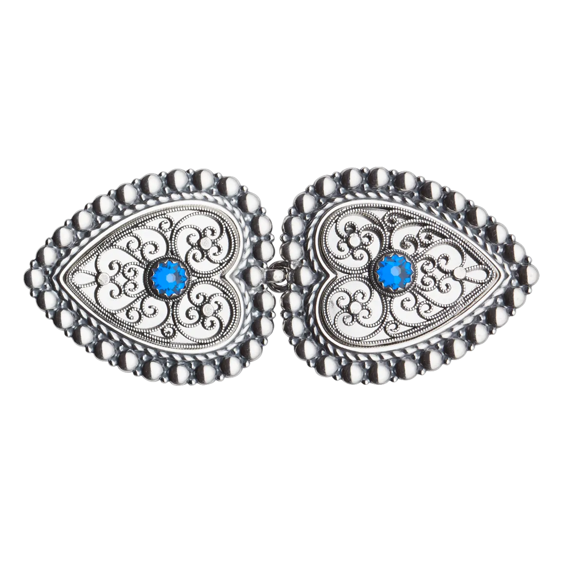 Belt buckle-002199-#06-for leather belt-with blue stones-oxidized silver