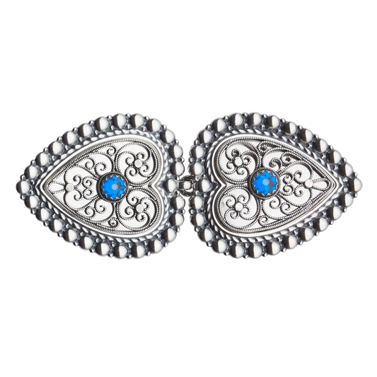 Belt buckle-002199-#06-for leather belt-with blue stones-oxidized silver