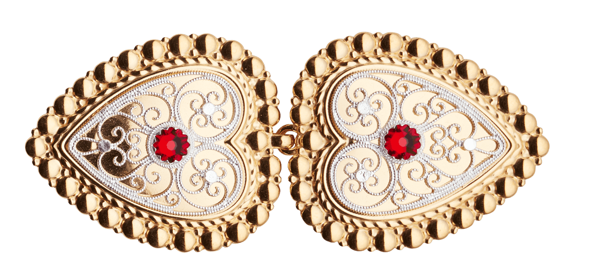Belt buckle 002597 #03 w/red stone for leather belt-gilded silver