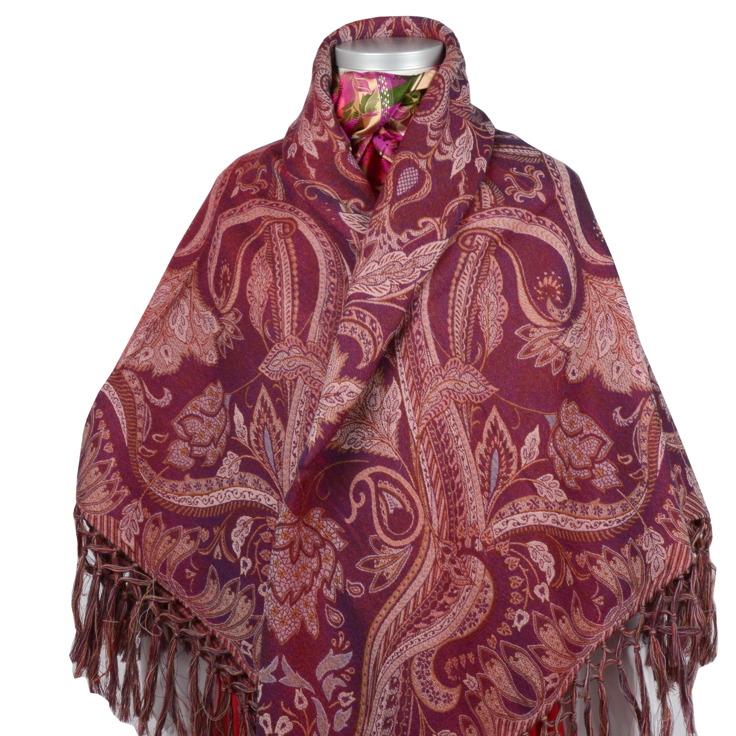 Wiener shawl-silk/wool-140x140cm with long fringes