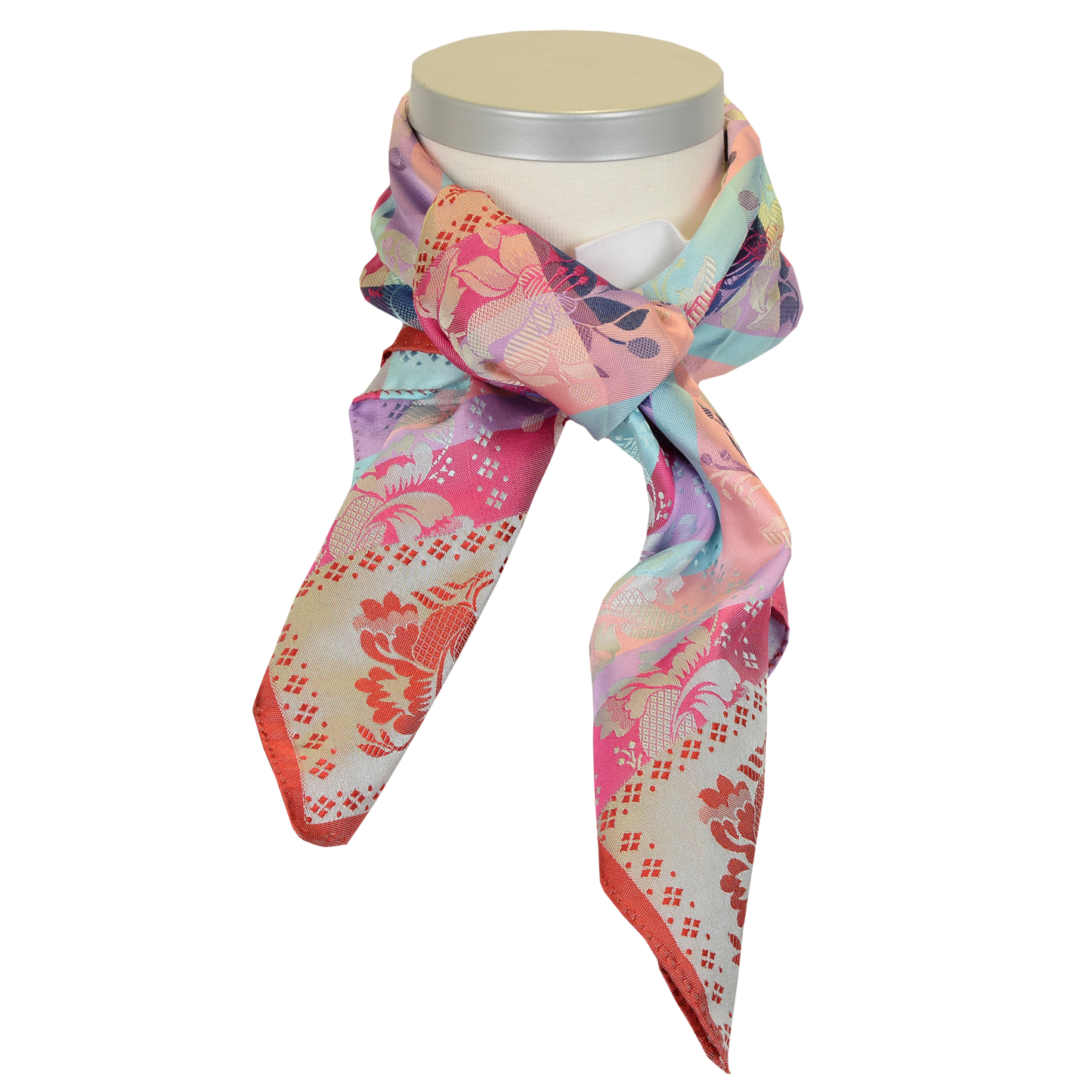 Gabriella *007* silk scarf 70cm x 70cm-pink/purple/green