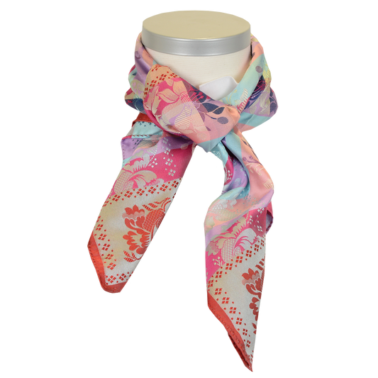 Gabriella *007* silk scarf 70cm x 70cm-pink/purple/green
