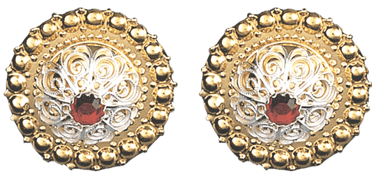 Bore pins 056507 #05 with red stones 31mm-silver/gilded silver