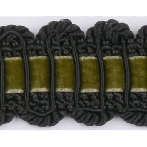 Braid trim/Agraman Fløyelsbåndsagraman 26mm-black/olive 642