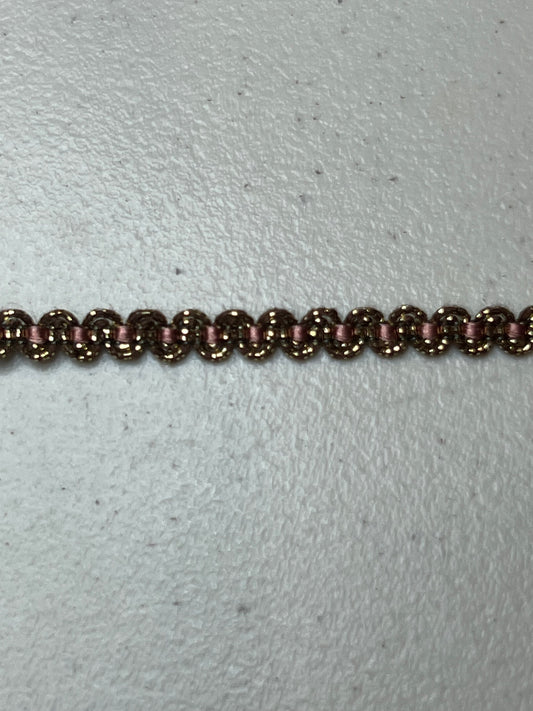 Braid trim/Agraman Besetningsbånd 07mm-gold/pink 315