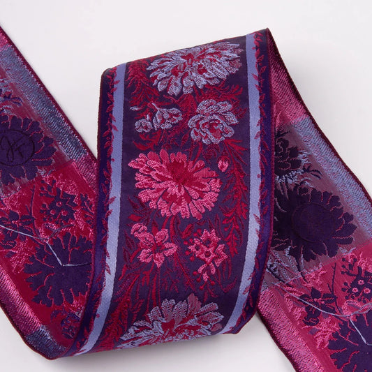 Jacquard trim- Fleurs Tapisserie 78mm-pink/lavendar