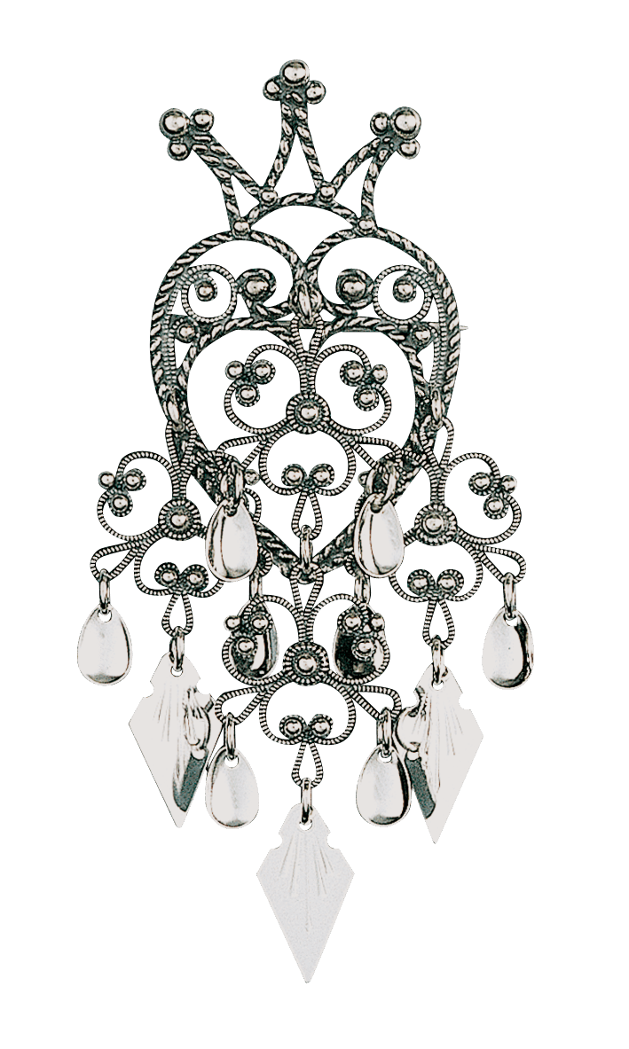 Brooch-Heart 140100 #32-oxidized silver