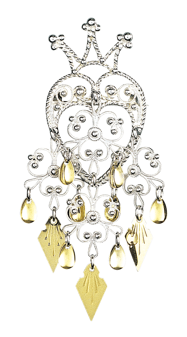 Brooch-Heart 140500 #32 silver/gilded silver