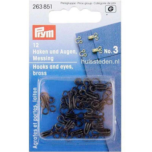 Fasteners-Prym Hook and eye set-size 3-12 pieces