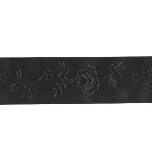 Jacquard ribbon 35mm for bunad hat-black