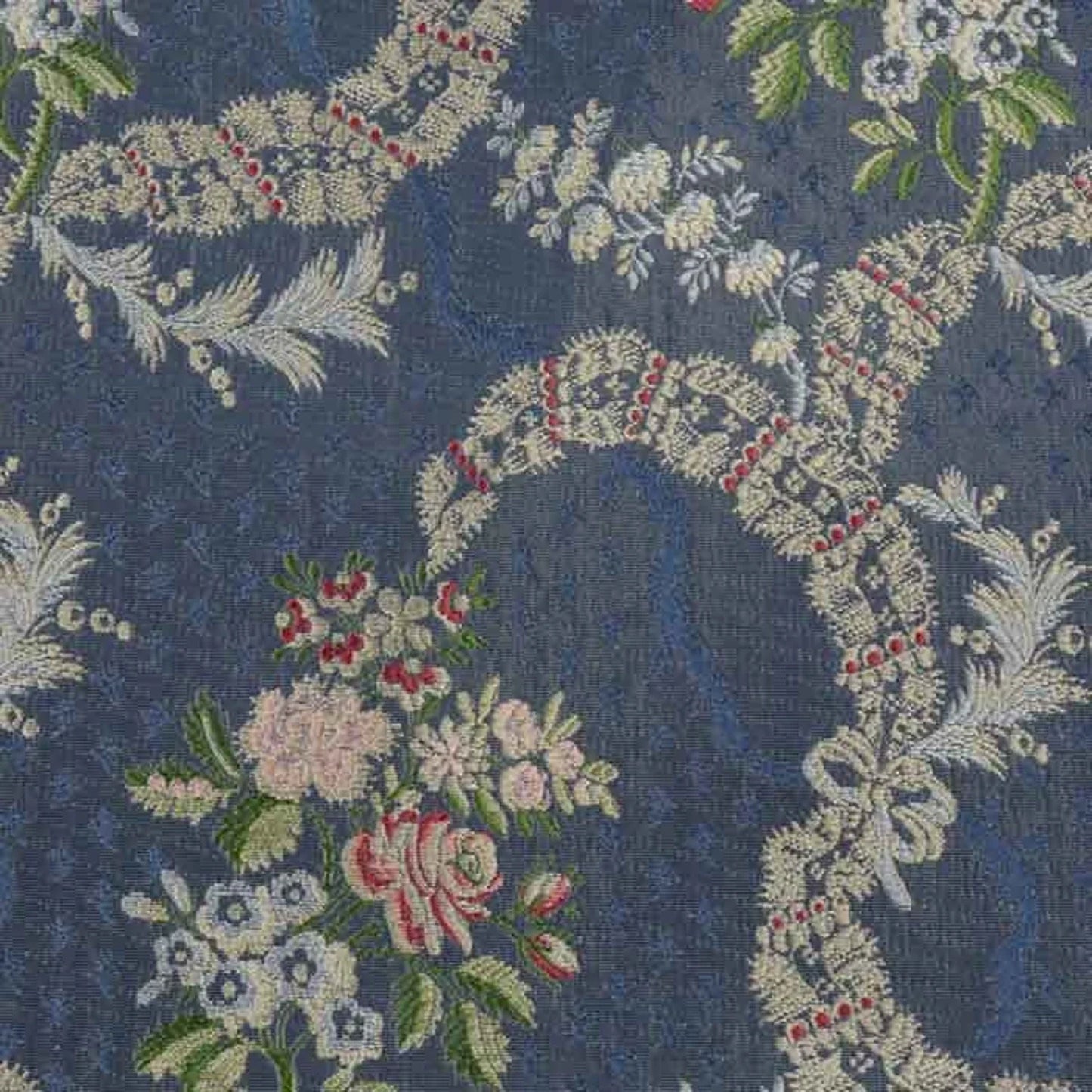 Silk fabric-Dauphin Lampas-100% silk-140 cm wide-blue