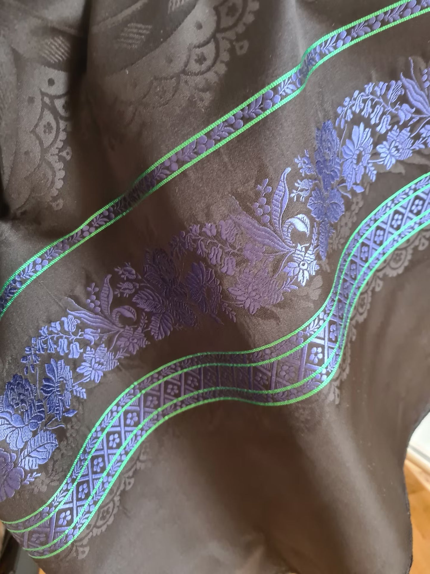 Apron piece-Edel-silk-blue/green/black